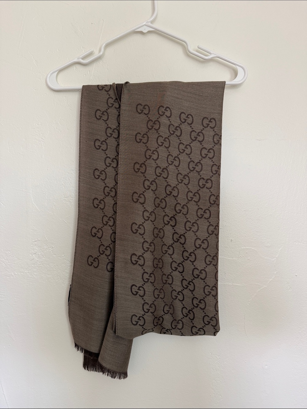 Gucci Brown GG Patterned Scarf